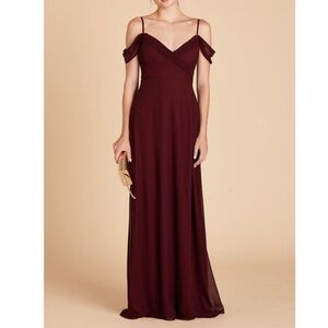 Birdy Grey Spence Cabernet Maroon Off Shoulder Convertible Bridesmaid Maxi Dress